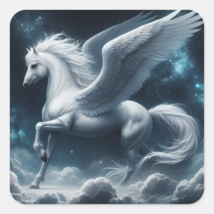 Wunderschöner Pegasus im dunklen Himmel Sticker Sh