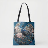 Wunderschöner Pfau mit blauer Basis Tasche (Vorderseite)