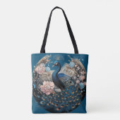 Wunderschöner Pfau mit blauer Basis Tasche (Rückseite)
