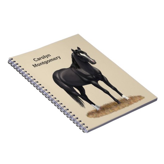 Wunderschöner Pferdehengst aus dem Schwarzen Viert Notizblock (Rechte Seite)