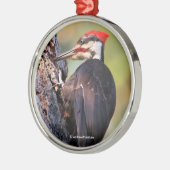 Wunderschöner Pileated Woodpecker auf dem Baum Ornament Aus Metall (Links)