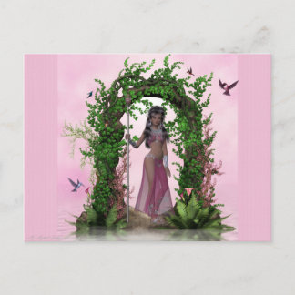 Wunderschöner Pink-Elf unter einem Bogengang Postk Postkarte