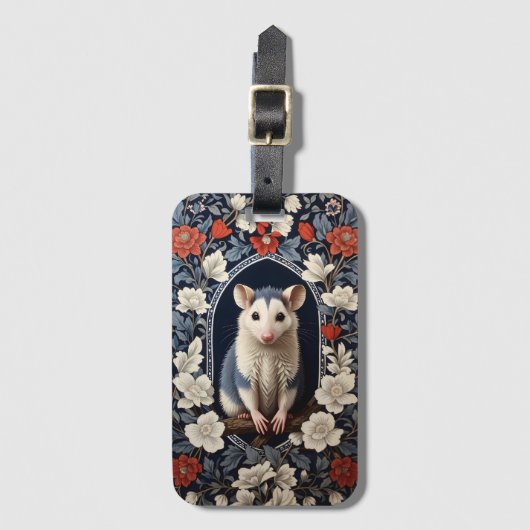 Wunderschöner Possum William Morris inspirierte Bl Gepäckanhänger (Vorderseite Vertikal)