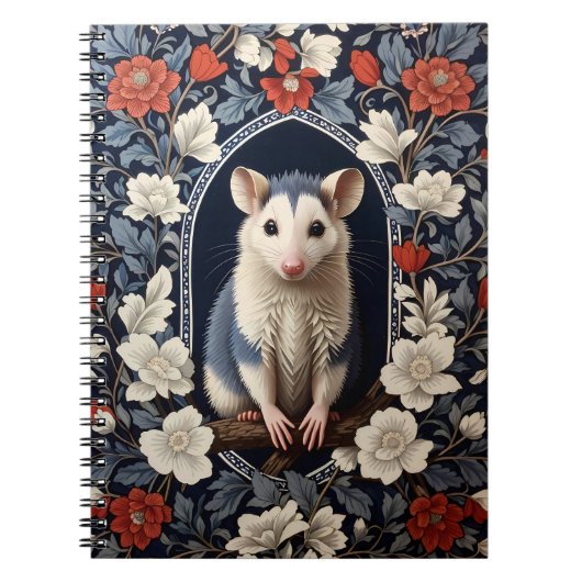 Wunderschöner Possum William Morris inspirierte Bl Notizblock (Vorderseite)