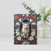 Wunderschöner Possum William Morris inspirierte Bl Postkarte (Stehend Vorderseite)