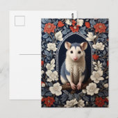 Wunderschöner Possum William Morris inspirierte Bl Postkarte (Vorne/Hinten)
