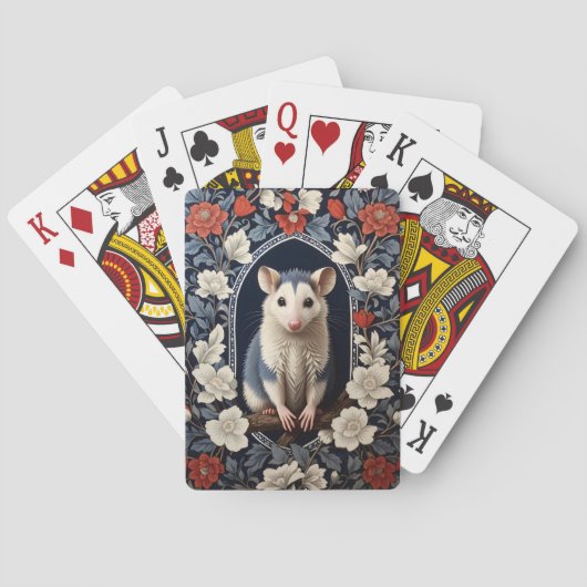 Wunderschöner Possum William Morris inspirierte Bl Spielkarten (Rückseite)