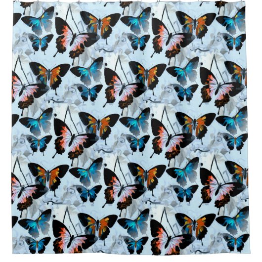 Wunderschöner Reich der Morpho-Regenbogenschmetter Duschvorhang (Vorderseite)