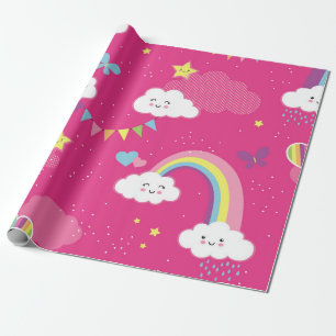 Wunderschöner rosa Regenbogen-Himmel-Wiederholungs Geschenkpapier