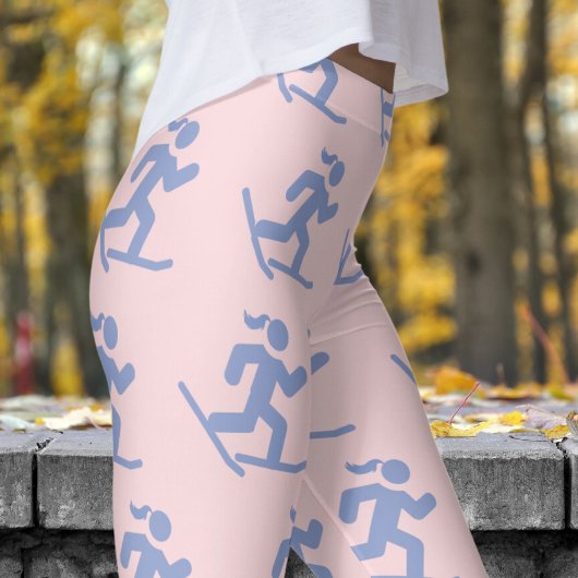 Wunderschöner rosa Schneeschuh, der Muster läuft Leggings