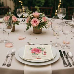 Wunderschöner Rosengarten Budget-Hochzeit Serviette