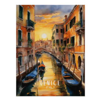 Wunderschöner Sonnenuntergang in Venedig Poster