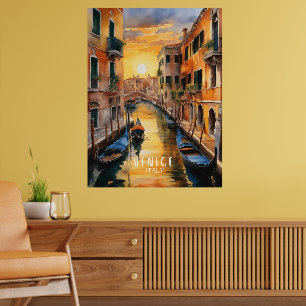Wunderschöner Sonnenuntergang in Venedig Poster