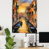 Wunderschöner Sonnenuntergang in Venedig Poster (Heimbüro)