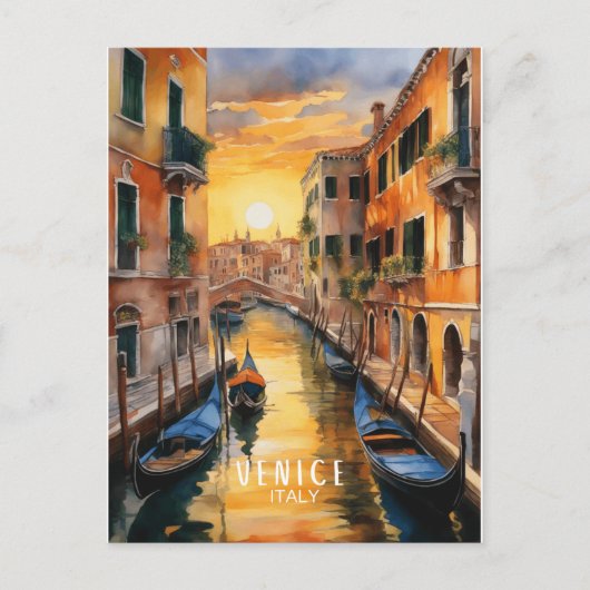 Wunderschöner Sonnenuntergang in Venedig Postkarte (Vorderseite)