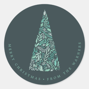 Wunderschöner Spruce Tree Grün Weihnachten/Feierta Runder Aufkleber