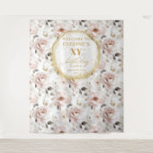 Wunderschöner Stand des Dusty Pink Floral Geburtst Wandteppich (Vorderseite)