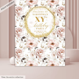Wunderschöner Stand des Dusty Pink Floral Geburtst Wandteppich