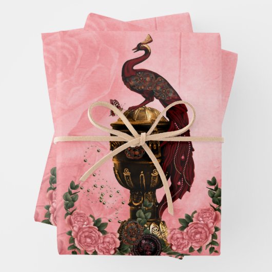 Wunderschöner Steampunkpfau Geschenkpapier Set (Beispiel)