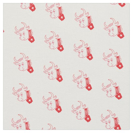 Wunderschöner Stoff mit einer Schweizer Kuh muhhhh (Nahaufnahme)