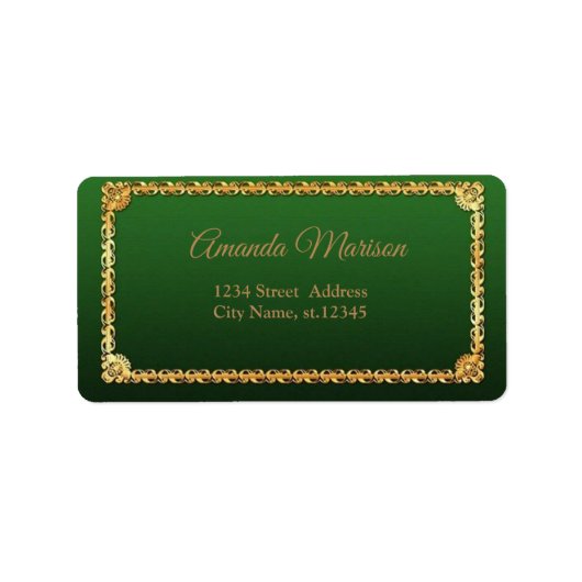 Wunderschöner Trendy, perfekt grün mit Goldrahmen Adressaufkleber (Vorne)