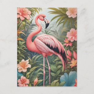 Wunderschöner tropischer rosa Flamingovogel Postkarte