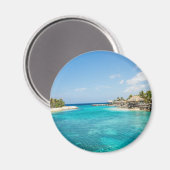 Wunderschöner tropischer Strand mit Strohhütten Magnet (Vorderseite/Rückseite)