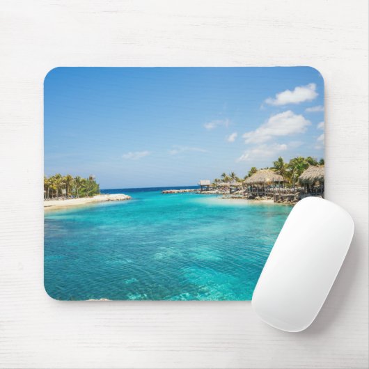 Wunderschöner tropischer Strand mit Strohhütten Mousepad (Mit Mouse)