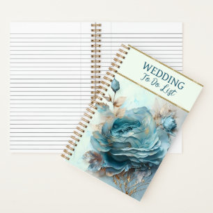 Wunderschöner Türkiser Rosen Hochzeitsplaner Notizblock