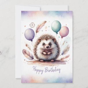 Wunderschöner Wasserfarben-Igel zum Geburtstag Feiertagskarte