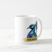 Wunderschöner Wasserfarbenpfau und Goldschub Kaffeetasse (VorderseiteRechts)