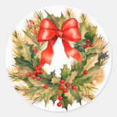 Wunderschöner Weihnachtskranz Runder Aufkleber (Vorderseite)
