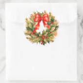 Wunderschöner Weihnachtskranz Runder Aufkleber (Tasche)