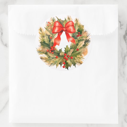 Wunderschöner Weihnachtskranz Runder Aufkleber (Tasche)