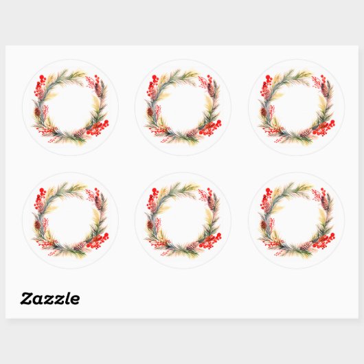 Wunderschöner Weihnachtskranz Runder Aufkleber (Blatt)