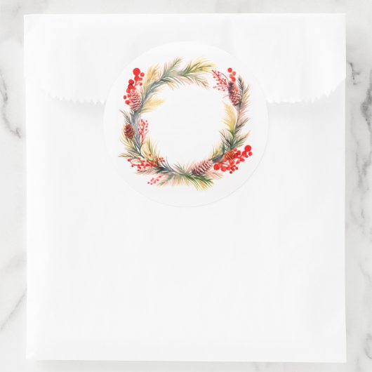 Wunderschöner Weihnachtskranz Runder Aufkleber (Tasche)