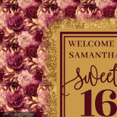 Wunderschönes 16 . Geburtstag Blush Burgundy Gold Wandteppich