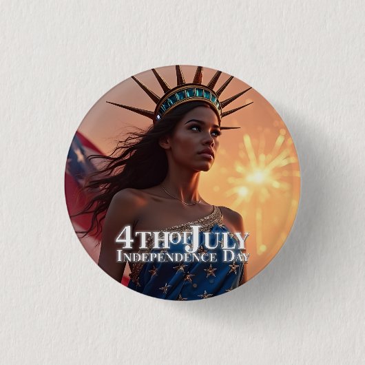Wunderschönes 4. Juli Design - Feuerwerke & Freihe Button (Vorderseite)