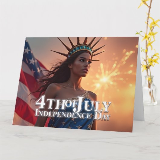 Wunderschönes 4. Juli Design - Feuerwerke & Freihe Karte (Gelbe Blume)