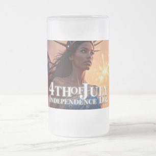 Wunderschönes 4. Juli Design - Feuerwerke & Freihe Mattglas Bierglas