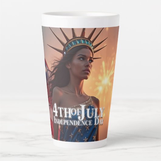 Wunderschönes 4. Juli Design - Feuerwerke & Freihe Milchtasse (Vorderseite)