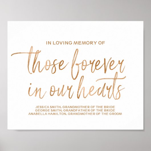 Wunderschönes 8 x 10 Rose Gold Memorial Sign for W Poster (Vorne)