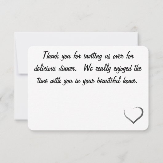 Wunderschönes Abendessen dank Karte (Rückseite)