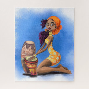 Wunderschönes afrikanisches Drummer Girl Puzzle Mu