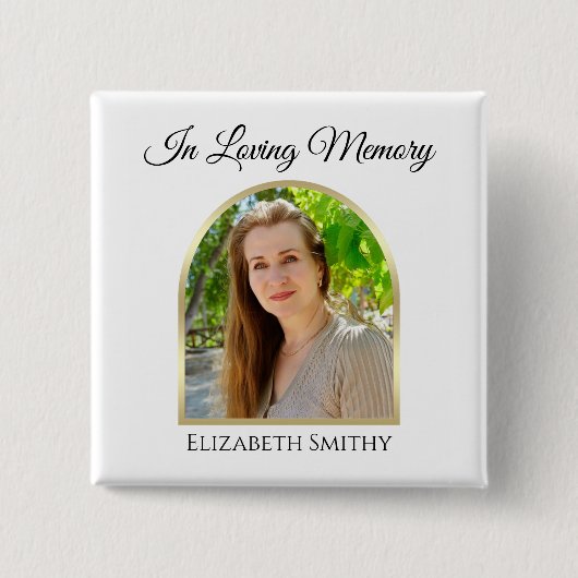 Wunderschönes Arch-Foto auf weißem Bestattungsknop Button (Vorderseite)