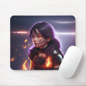 Wunderschönes asiatisches Mädchen schießt Feuer au Mousepad (Mit Mouse)