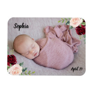 Wunderschönes Baby Mädchen Blush Blumen Foto Magnet