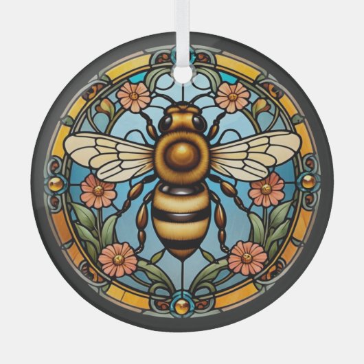 Wunderschönes Bienen-Stained-Glas Ornament Aus Glas (Vorderseite)