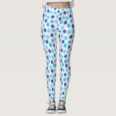 Wunderschönes Blau und Alice Blue Polka Dot Muster Leggings (Vorderseite)