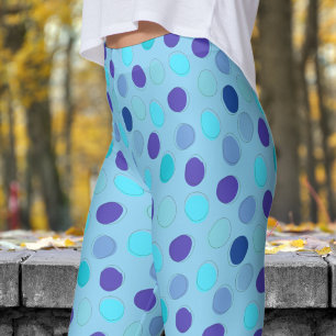 Wunderschönes Blau und Baby Blue Polka Dot Muster Leggings
